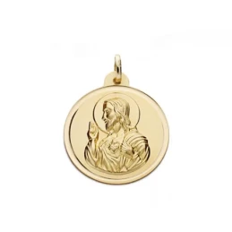 Medalla oro 18k escapulario 24mm. Virgen Carmen y Cristo [AA0567]