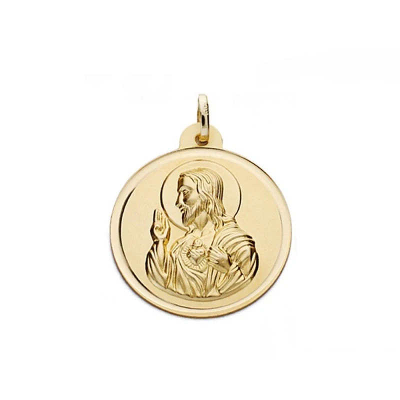 Medalla oro 18k escapulario 24mm. Virgen Carmen y Cristo [AA0567]