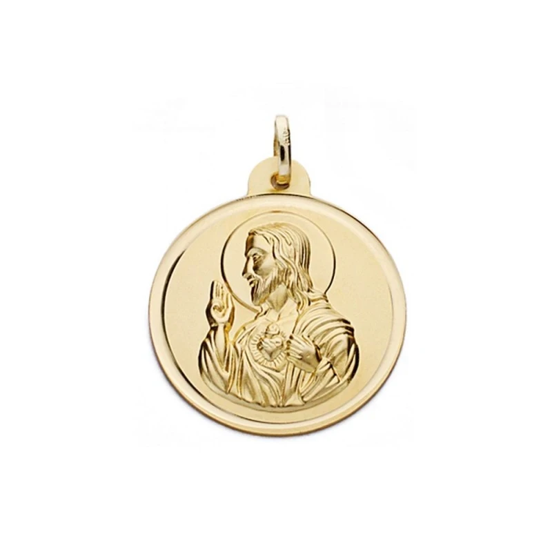 Medalla oro 18k escapulario 26mm. Virgen Carmen y Cristo [AA0568]