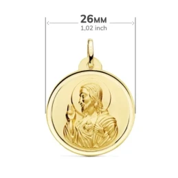 Medalla oro 18k escapulario 26mm. Virgen Carmen y Cristo [AA0568]