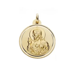 Medalla oro 18k escapulario 28mm. Virgen Carmen y Cristo [AA0569]