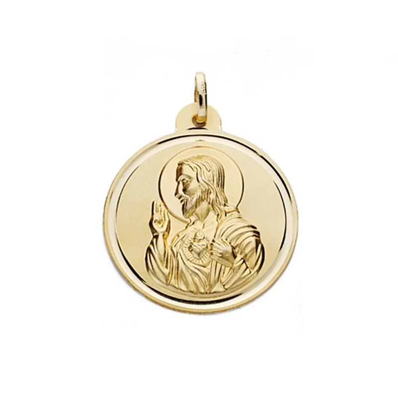 Medalla oro 18k escapulario 28mm. Virgen Carmen y Cristo [AA0569]