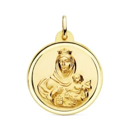 Medalla oro 18k escapulario 28mm. Virgen Carmen y Cristo [AA0569]