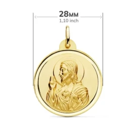 Medalla oro 18k escapulario 28mm. Virgen Carmen y Cristo [AA0569]