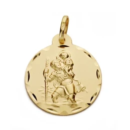 Medalla oro 18k San Cristóbal 22mm. [AA0573]