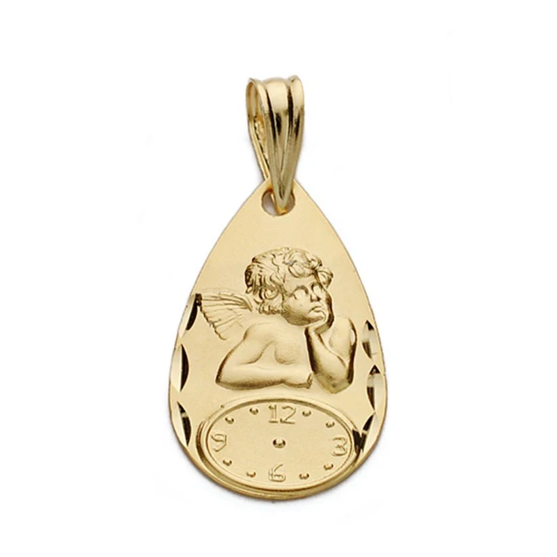 Medalla oro 18k ángel reloj 19mm. [AA0587]