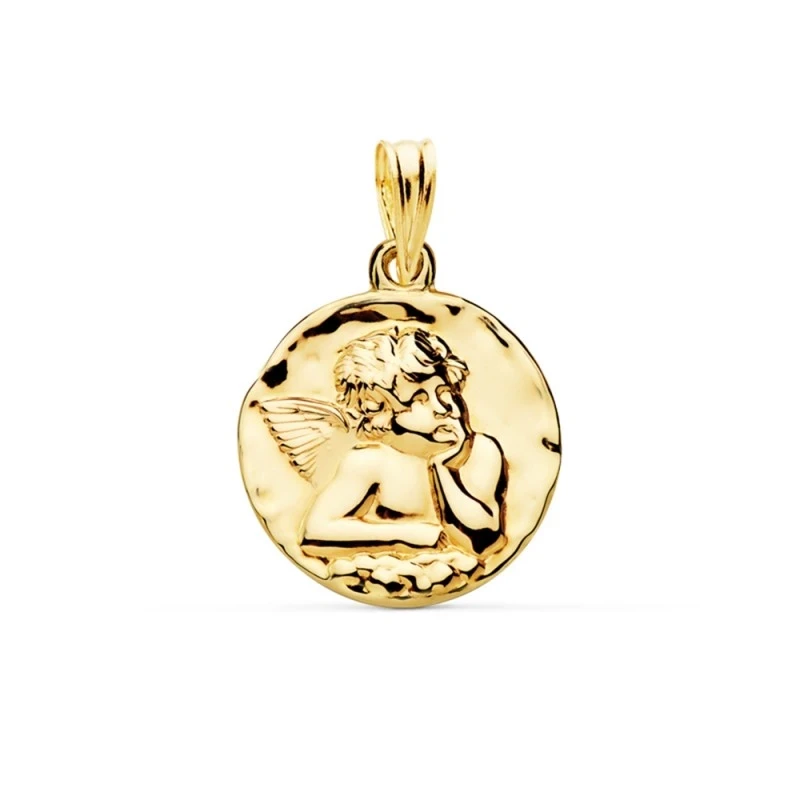 Medalla oro 18k angelito 16mm. [AA0590]