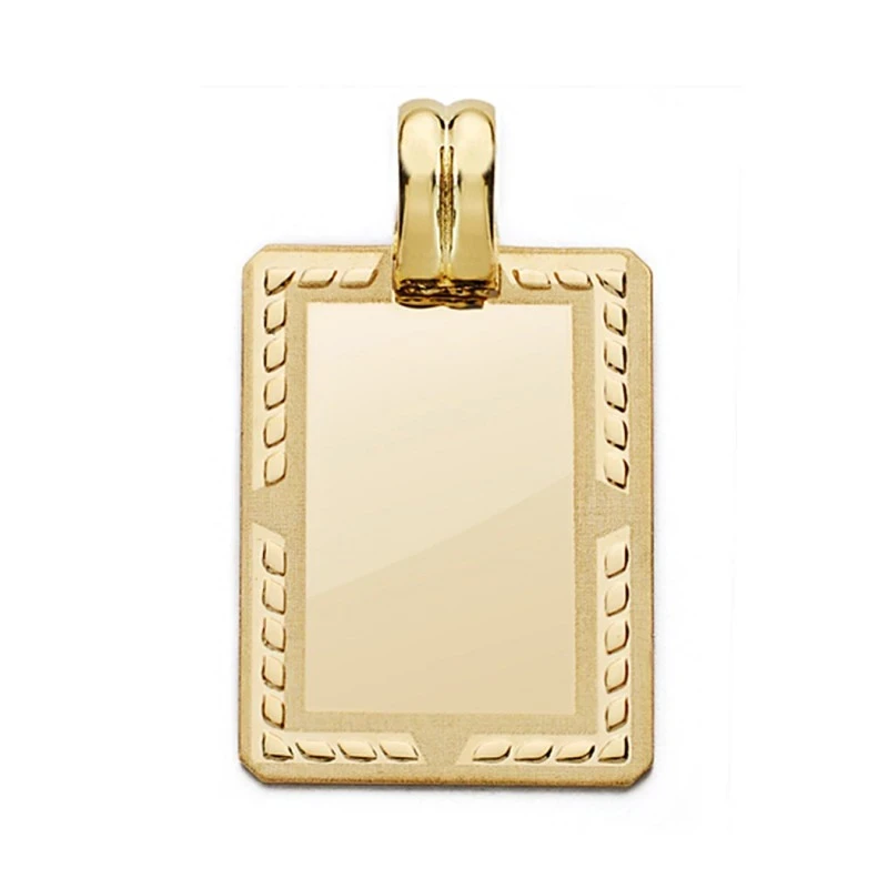 Colgante chapa oro 18k rectangular 24mm. [AA0591]