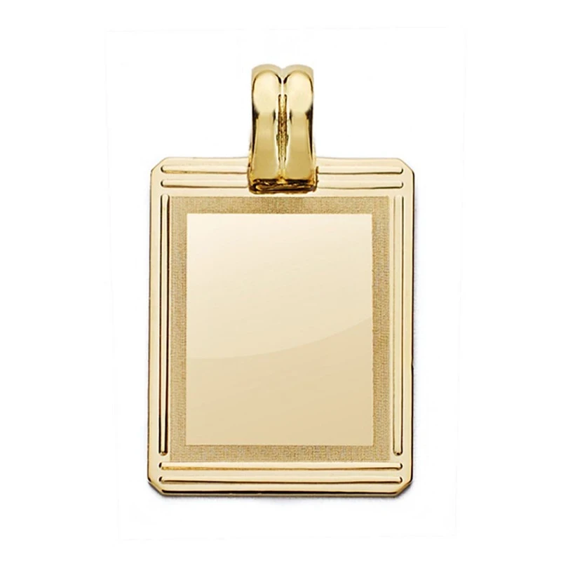 Colgante chapa oro 18k rectangular 24mm. [AA0592]