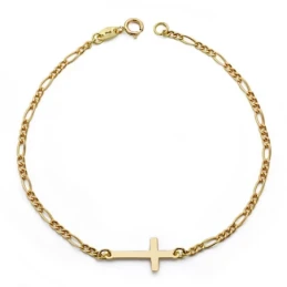 Pulsera oro 18k cruz 18cm. [AA0639]