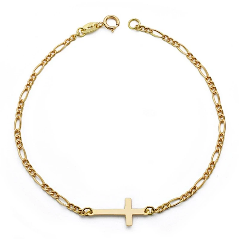 Pulsera oro 18k cruz 18cm. [AA0639]