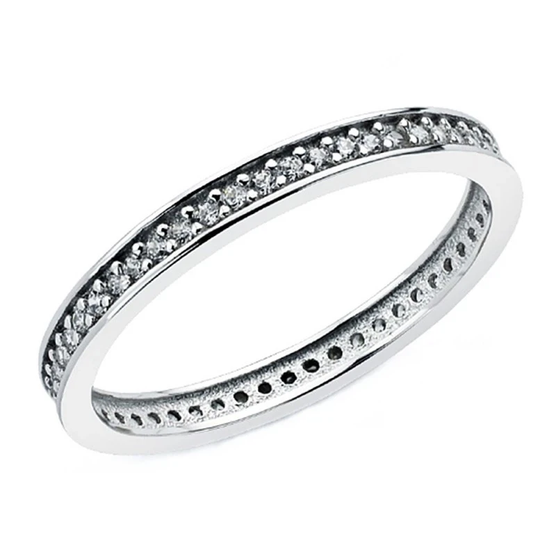 Alianza oro blanco 18k circonitas 2mm. [AA0640]