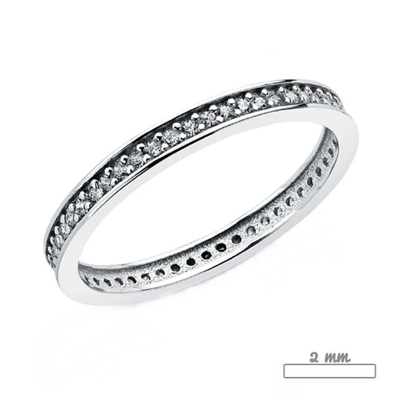 Alianza oro blanco 18k circonitas 2mm. [AA0640]