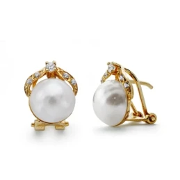 Pendientes oro 18k perla japonesa 10mm. [AA0642]