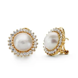 Pendientes oro 18k perla japonesa 12mm. [AA0644]