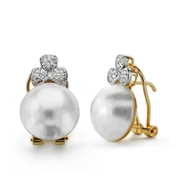 Pendientes oro 18k perla japonesa 12mm. [AA0650]