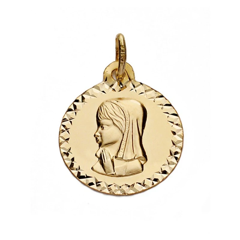 Medalla oro 9k Virgen Niña 16mm. [AA0704]