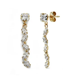 Pendientes oro 9k circonitas 28mm. [AA0720]
