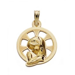 Medalla oro 9k Virgen Niña calada 22mm. [AA0729]