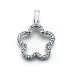 Colgante oro blanco 9k circonitas 19mm. [AA0752]