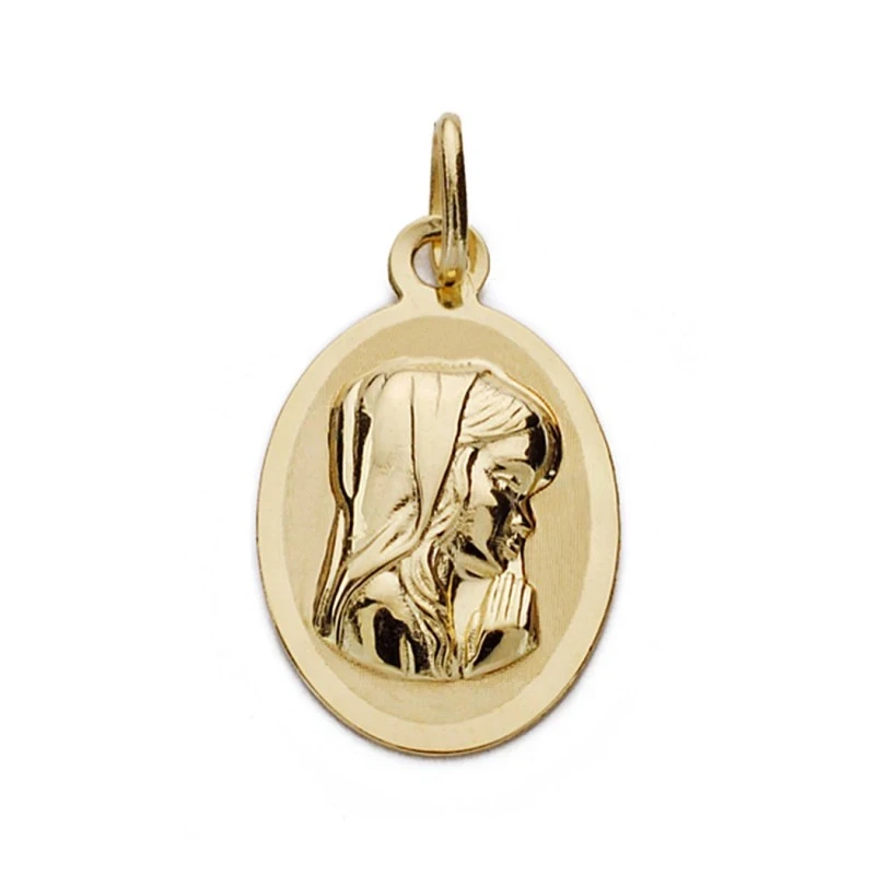 Medalla oro 9k Virgen Niña 19mm. [AA0787]