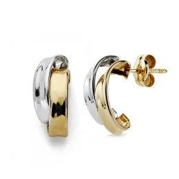Pendientes oro 9k bicolor bandas 14mm. [AA0798]