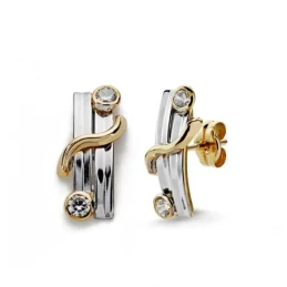 Pendientes oro 9k bicolor 15mm. [AA0800]