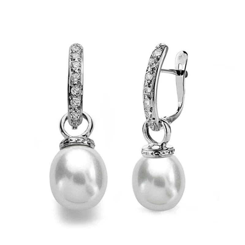 Pendientes oro 9k perlas 9mm. largos [AA0812]