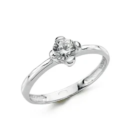 Solitario oro blanco 9k señora circonita 5mm. [AA0822]