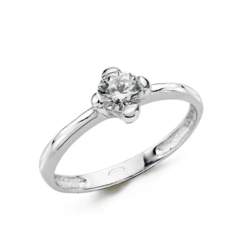 Solitario oro blanco 9k señora circonita 5mm. [AA0822]