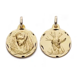 Medalla escapulario oro 9k Gran Poder y Macarena 18mm. [AA0835]