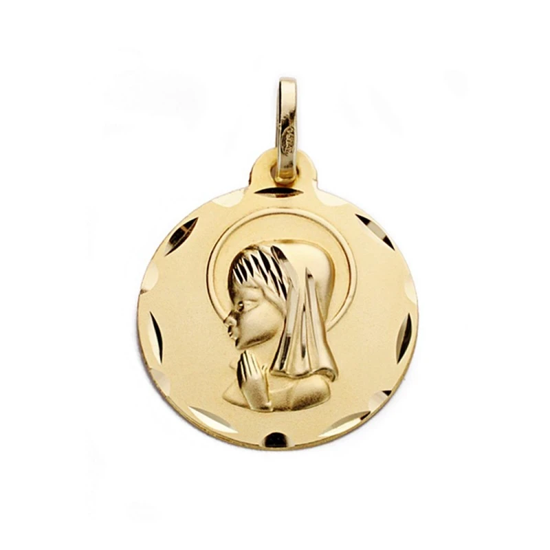 Medalla oro 9k Virgen Niña 18mm. [AA0841]