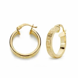 Pendientes oro 18k aros 19mm. greca huecos criollas [9693]