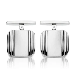 Gemelos oro blanco 18k cuadrados 14mm. detalles laterales [AA0941]