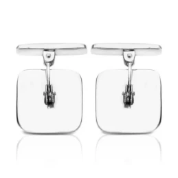 Gemelos oro blanco 18k cuadrados 14mm. detalles laterales [AA0941GR]