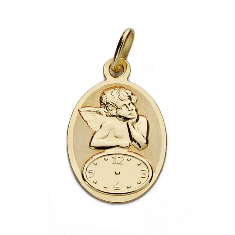 Medalla oro 18k ángel reloj 19mm. [AA0061]