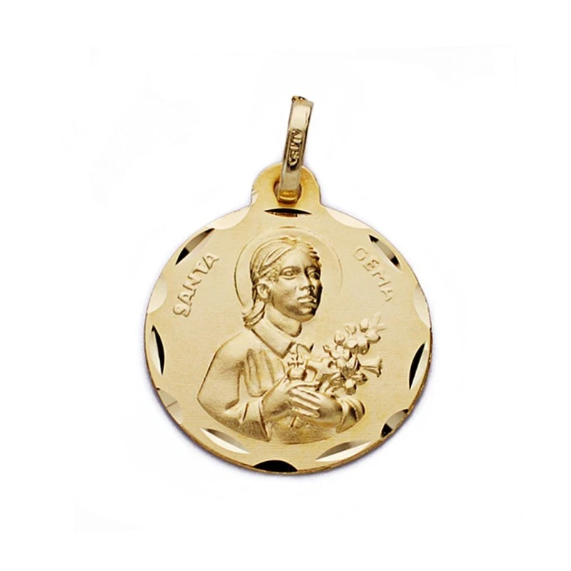 Medalla oro 18k Santa Gema 18mm. [AA0542]