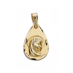 Medalla oro 18k Virgen Niña gota [AA0575]