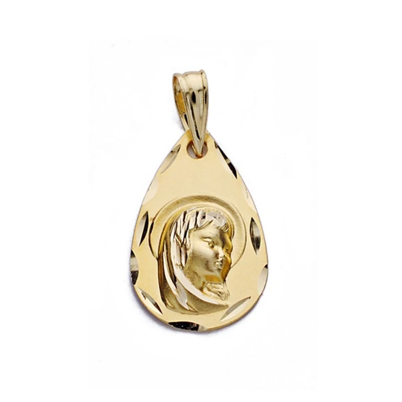 Medalla oro 18k Virgen Niña gota [AA0575]
