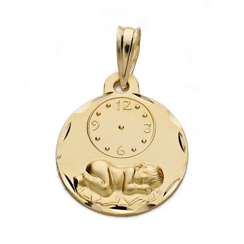 Medalla oro 18k niño reloj 15mm. [AA0583]