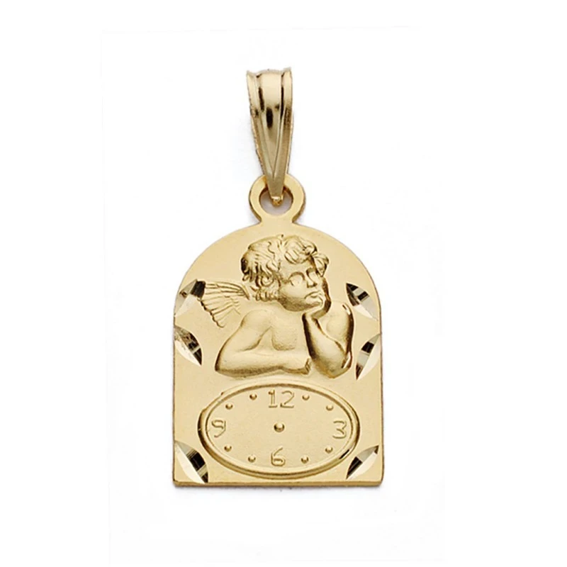 Medalla oro 18k ángel reloj 18mm. [AA0586]