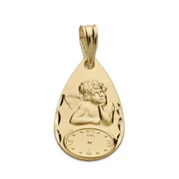 Medalla oro 18k ángel reloj 19mm. [AA0587]