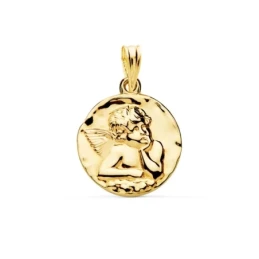 Medalla oro 18k angelito 16mm. [AA0590]