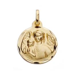 Medalla oro 18k ángel de la guarda 16mm. [AA0602]