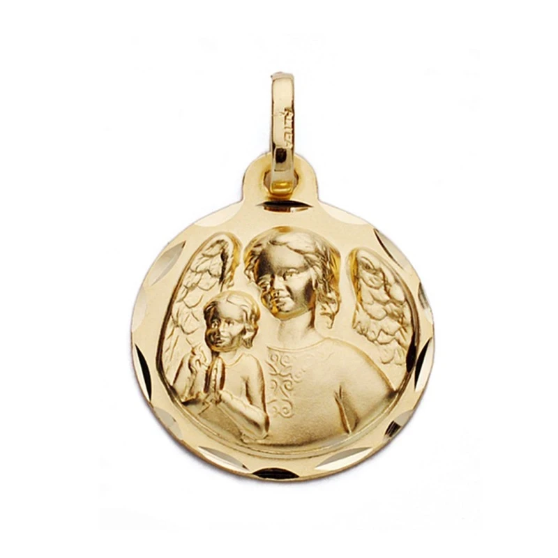 Medalla oro 18k ángel de la guarda 16mm. [AA0602]