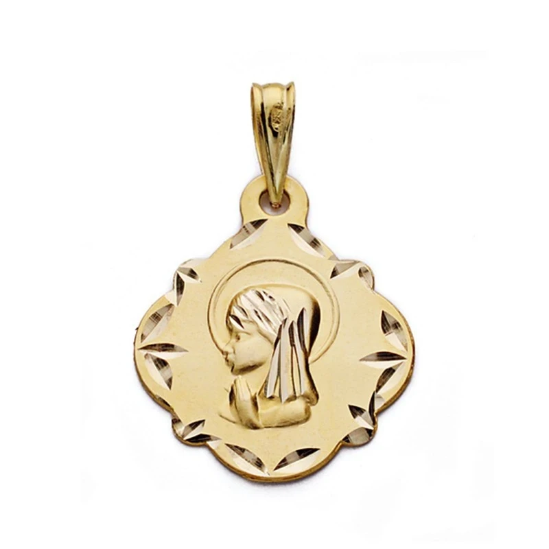 Medalla oro 9k Virgen Niña 16mm. [AA0692]