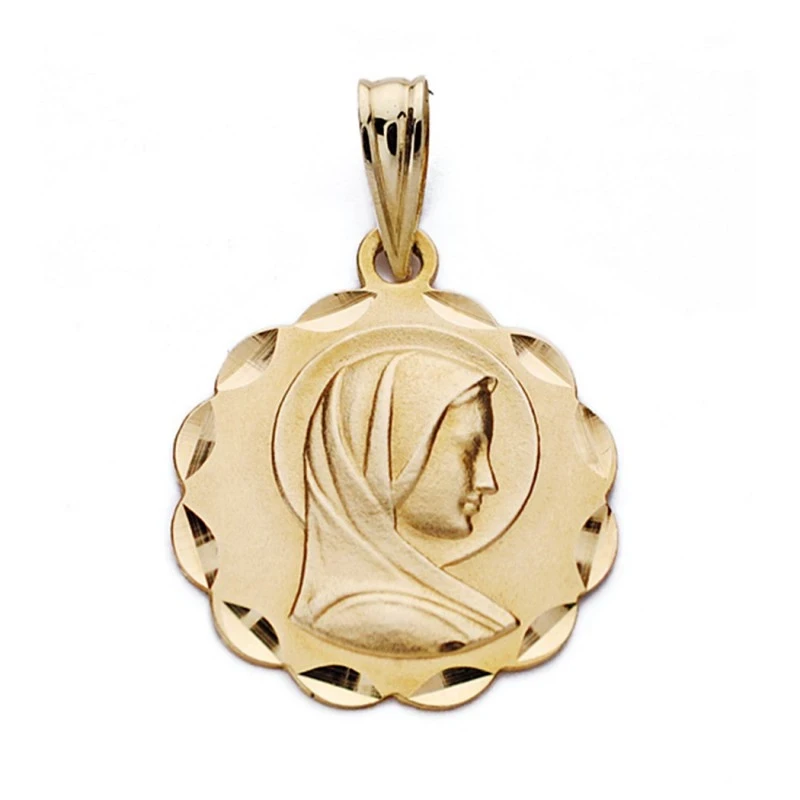 Medalla oro 9k Virgen María 17mm. [AA0825]