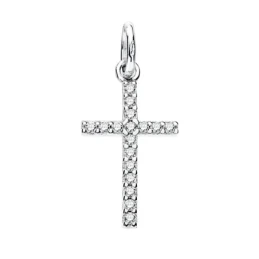 Cruz oro blanco 18k circonitas 18x10mm [AA0986]