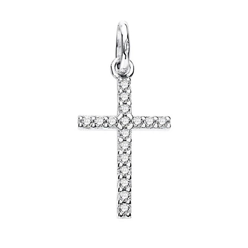 Cruz oro blanco 18k circonitas 18x10mm [AA0986]