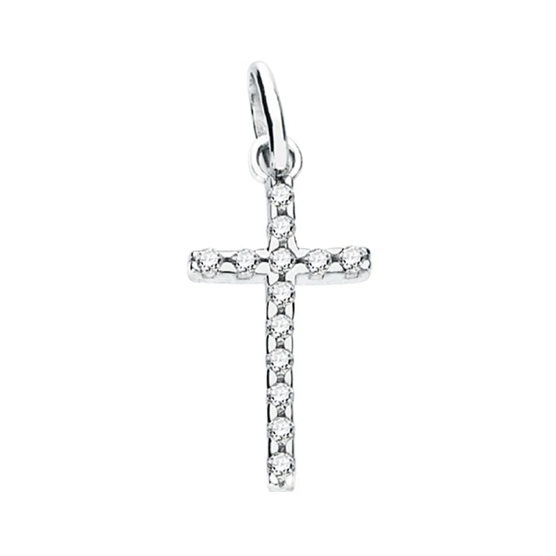 Cruz oro blanco 18k circonitas 18x8mm [AA0987]